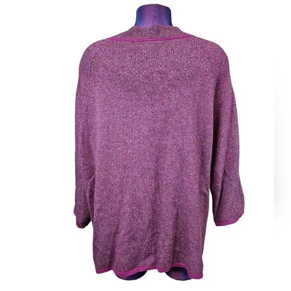 Talbots Fuchsia & Gray Chevron Wool Blend Cardigan Sweater 2X Women's Plus K23 - Picture 5 of 8